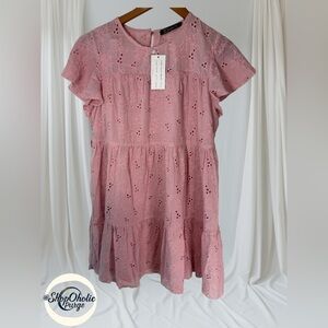 Simplee Pink Dress womens small Pink Eyelet Embroidered Dress Size S NWT